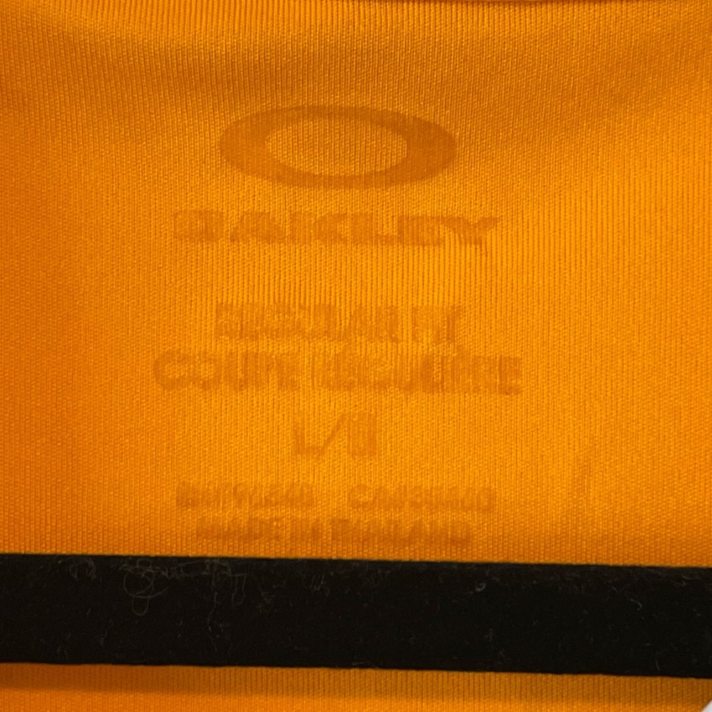 Oakley Men's Golf Polo Collared Shirt in Orange and Gray Stripes - Picture 3 of 6